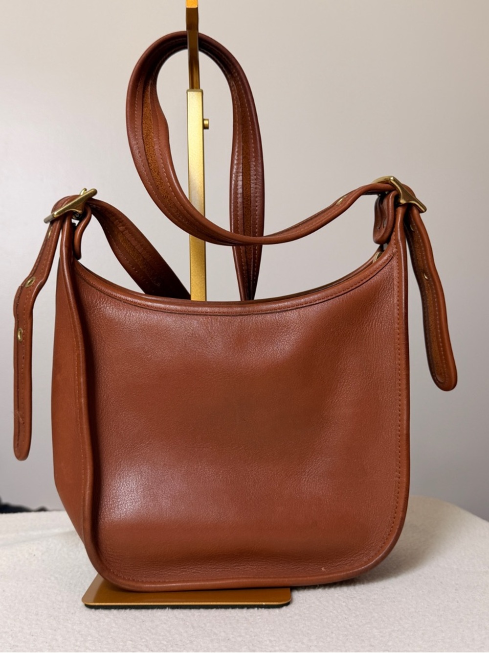 Vintage Coach Saddle Shoulder Bag in Warm Brown Leather
